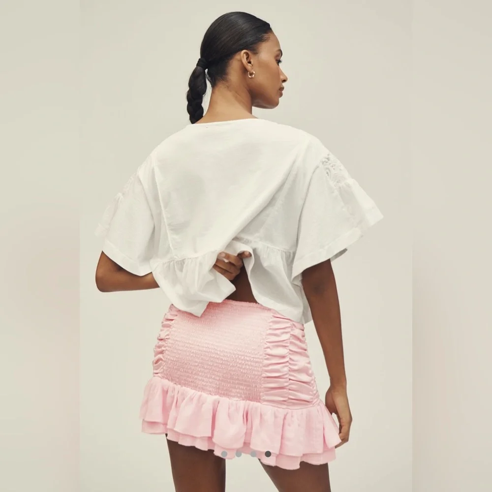 NWT MAEVE SATIN CHIFFON RUCHED MINI SKIRT - L - NWT - Picture 4 of 10